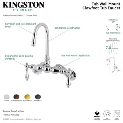Aqua Vintage AE81TX-P Adjustable Center Wall Mount Tub Faucet