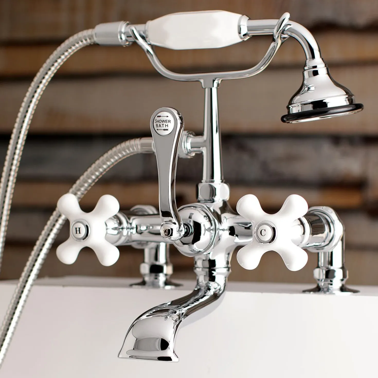 Aqua Vintage AE211TX-P 7-Inch Tub Faucet with Hand Shower