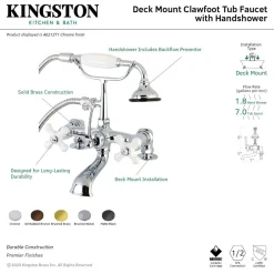 Aqua Vintage AE211TX-P 7-Inch Tub Faucet with Hand Shower