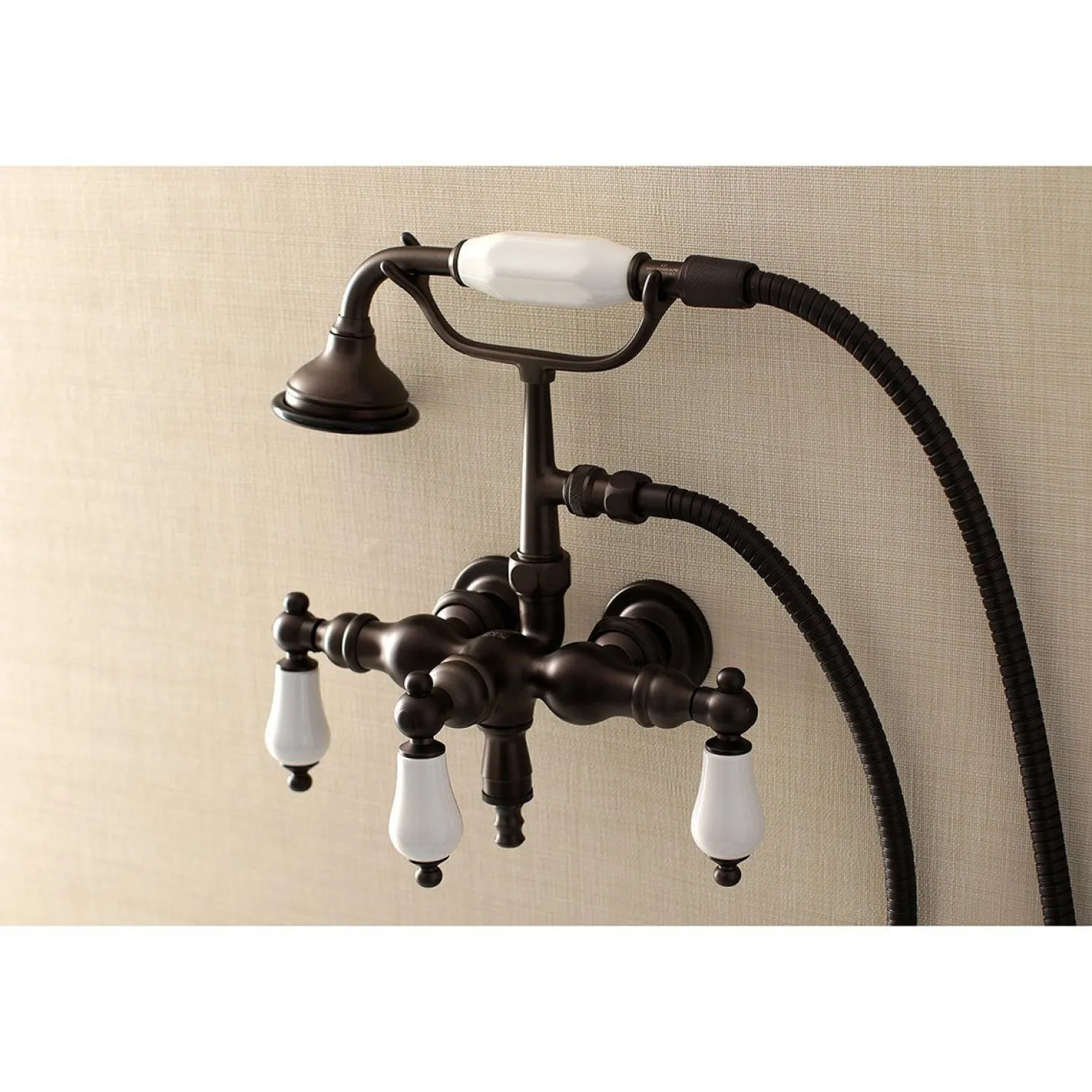 Aqua Vintage AE23TX-P 3-3/8-Inch Wall Mount Tub Faucet with Hand Shower