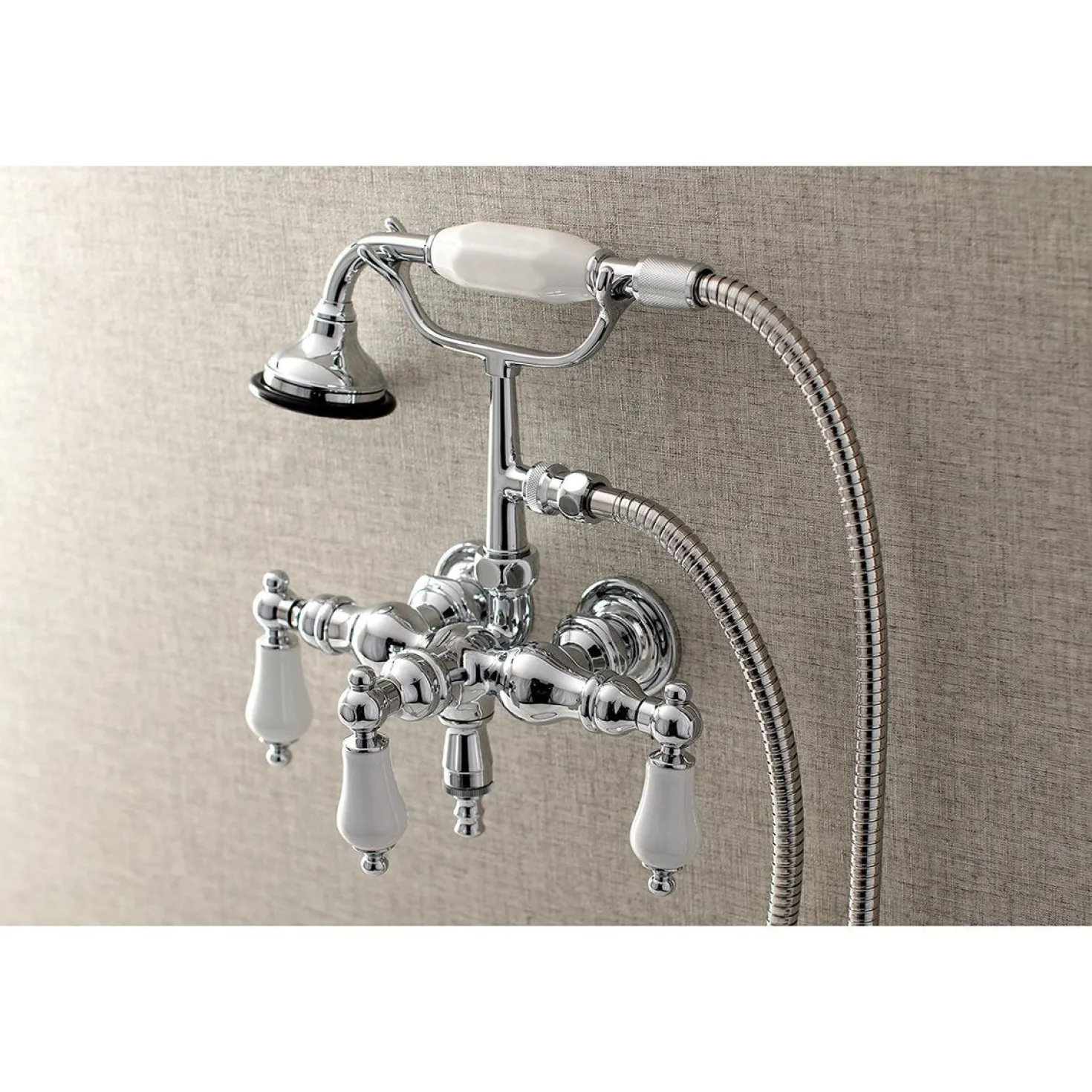 Aqua Vintage AE23TX-P 3-3/8-Inch Wall Mount Tub Faucet with Hand Shower
