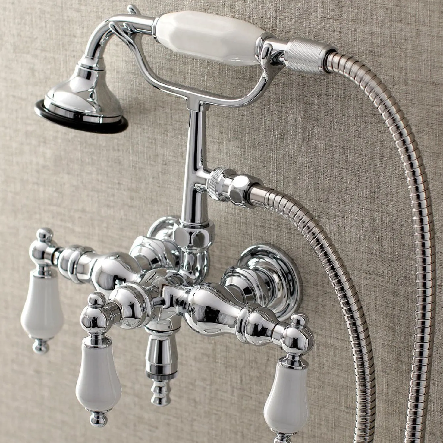 Aqua Vintage AE23TX-P 3-3/8-Inch Wall Mount Tub Faucet with Hand Shower