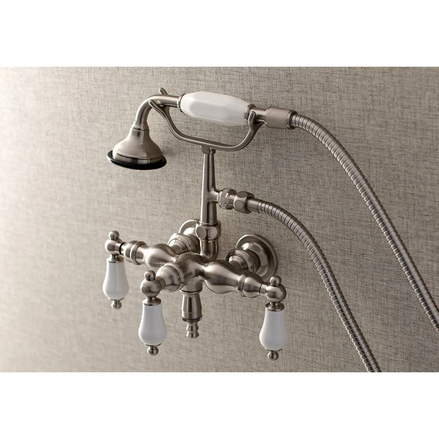 Aqua Vintage AE23TX-P 3-3/8-Inch Wall Mount Tub Faucet with Hand Shower