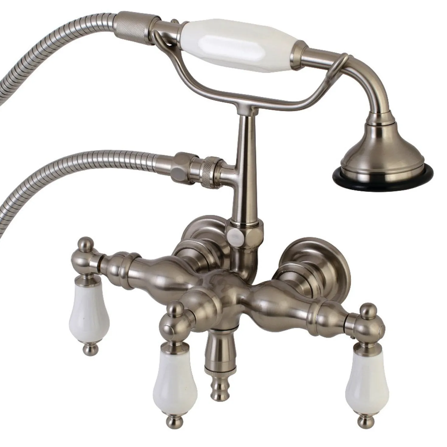 Aqua Vintage AE23TX-P 3-3/8-Inch Wall Mount Tub Faucet with Hand Shower