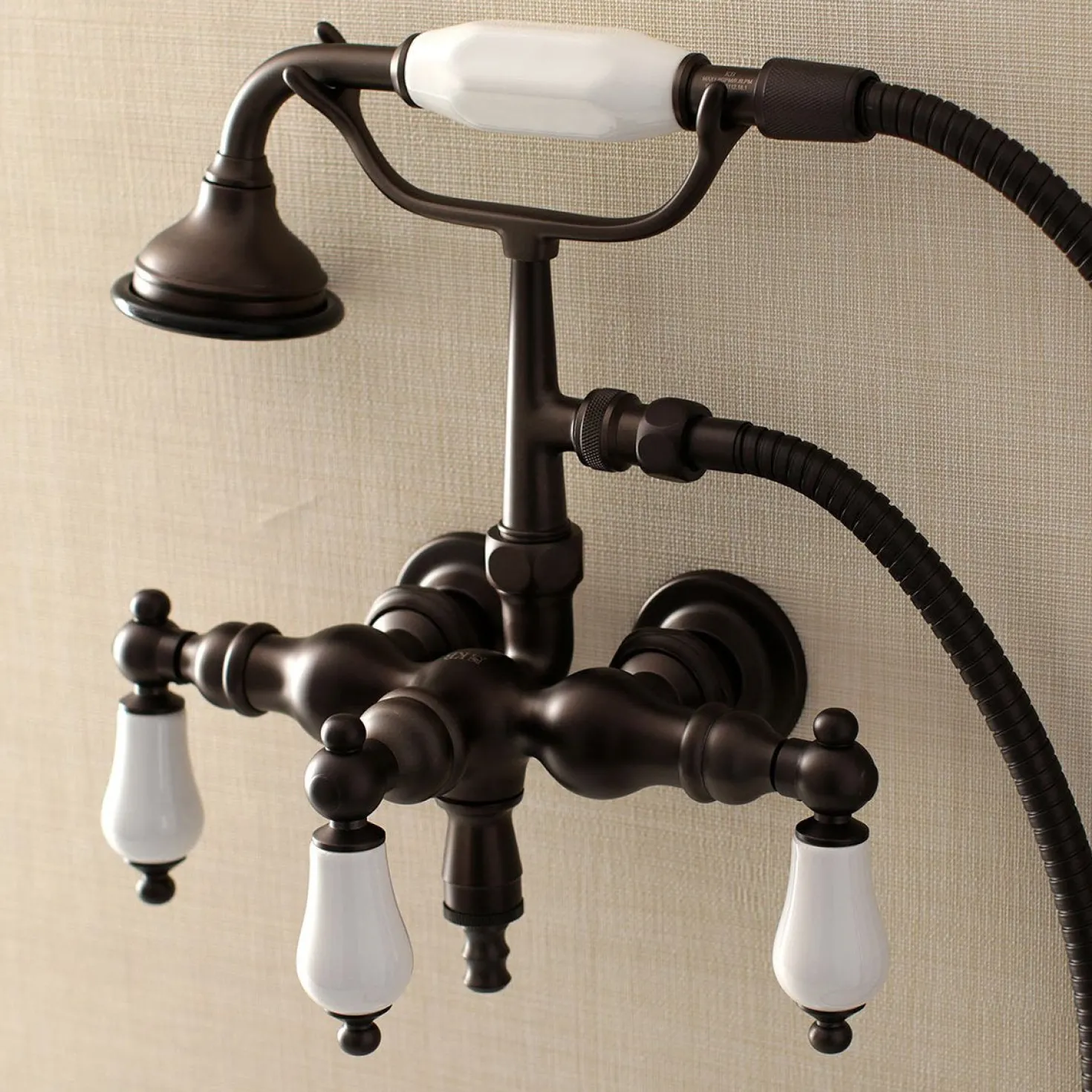 Aqua Vintage AE23TX-P 3-3/8-Inch Wall Mount Tub Faucet with Hand Shower
