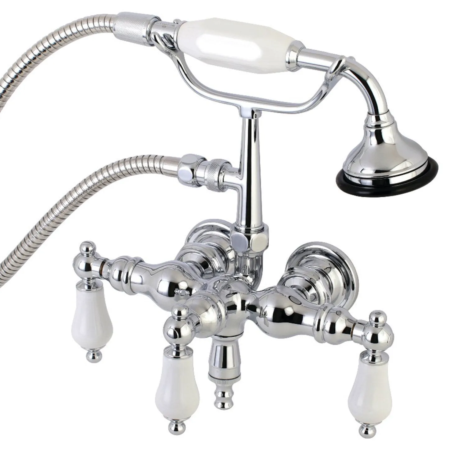Aqua Vintage AE23TX-P 3-3/8-Inch Wall Mount Tub Faucet with Hand Shower