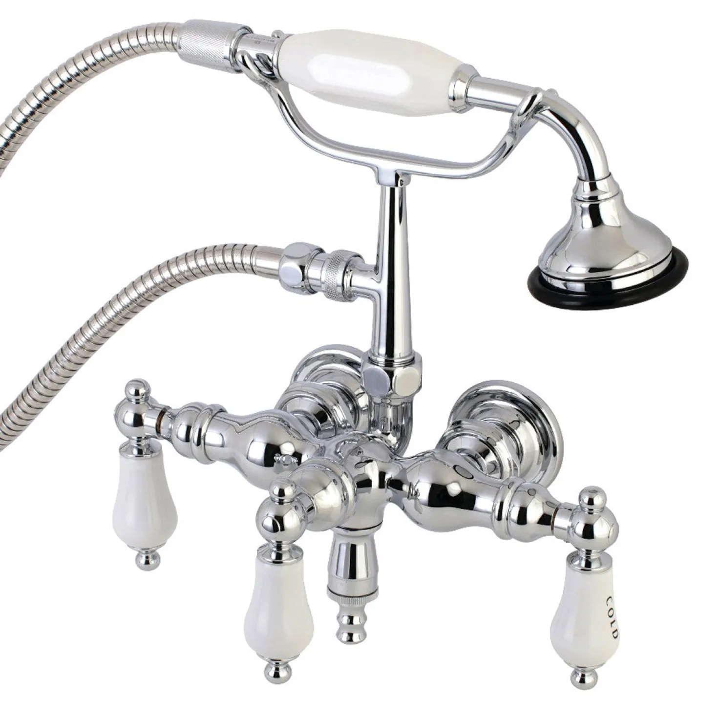 Aqua Vintage AE21TX-P 3-3/8-Inch Wall Mount Tub Faucet with Hand Shower