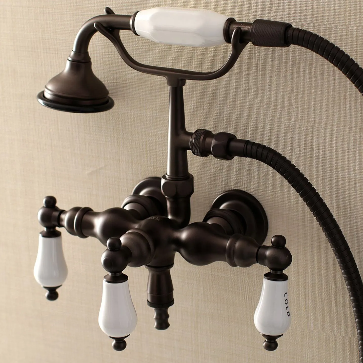 Aqua Vintage AE21TX-P 3-3/8-Inch Wall Mount Tub Faucet with Hand Shower