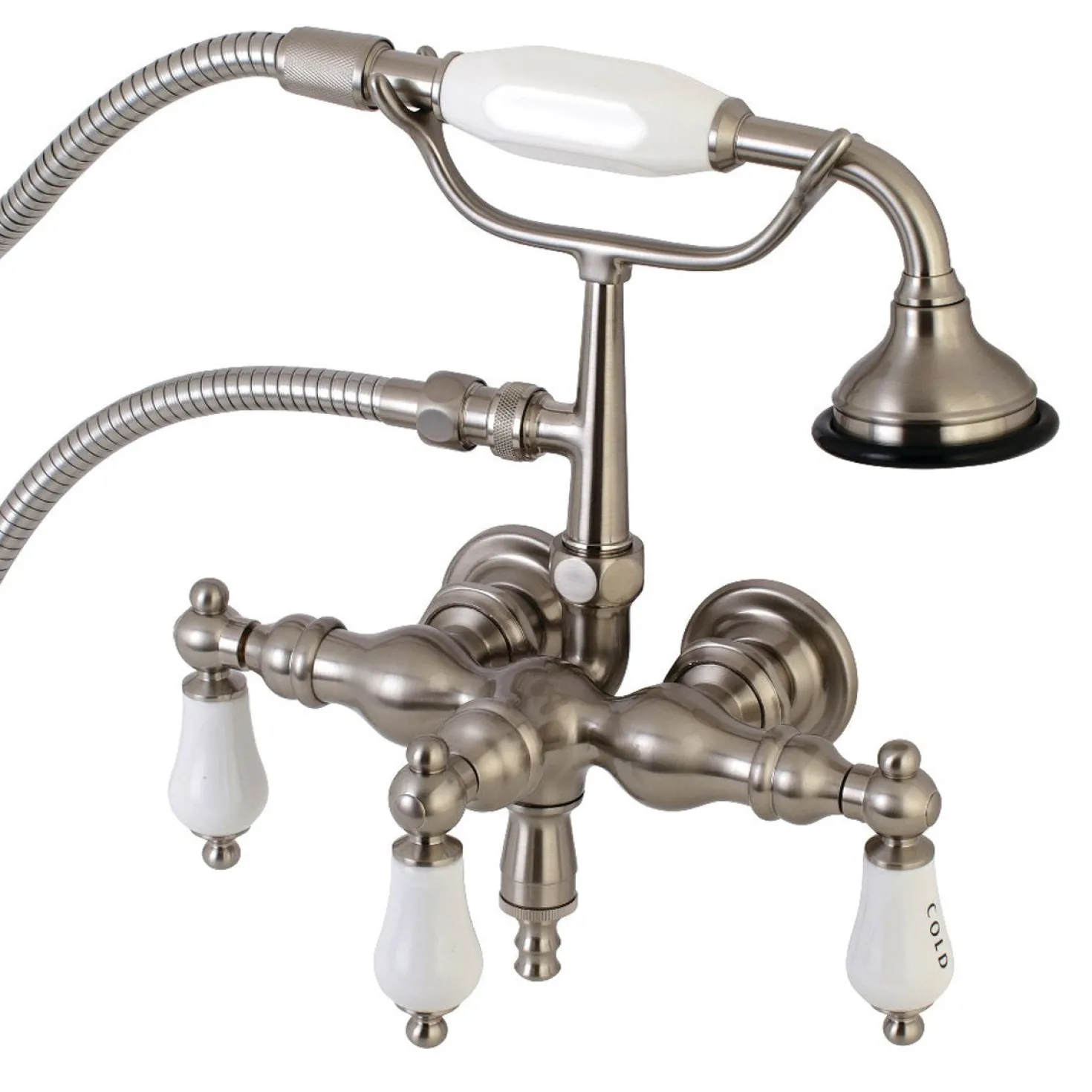 Aqua Vintage AE21TX-P 3-3/8-Inch Wall Mount Tub Faucet with Hand Shower
