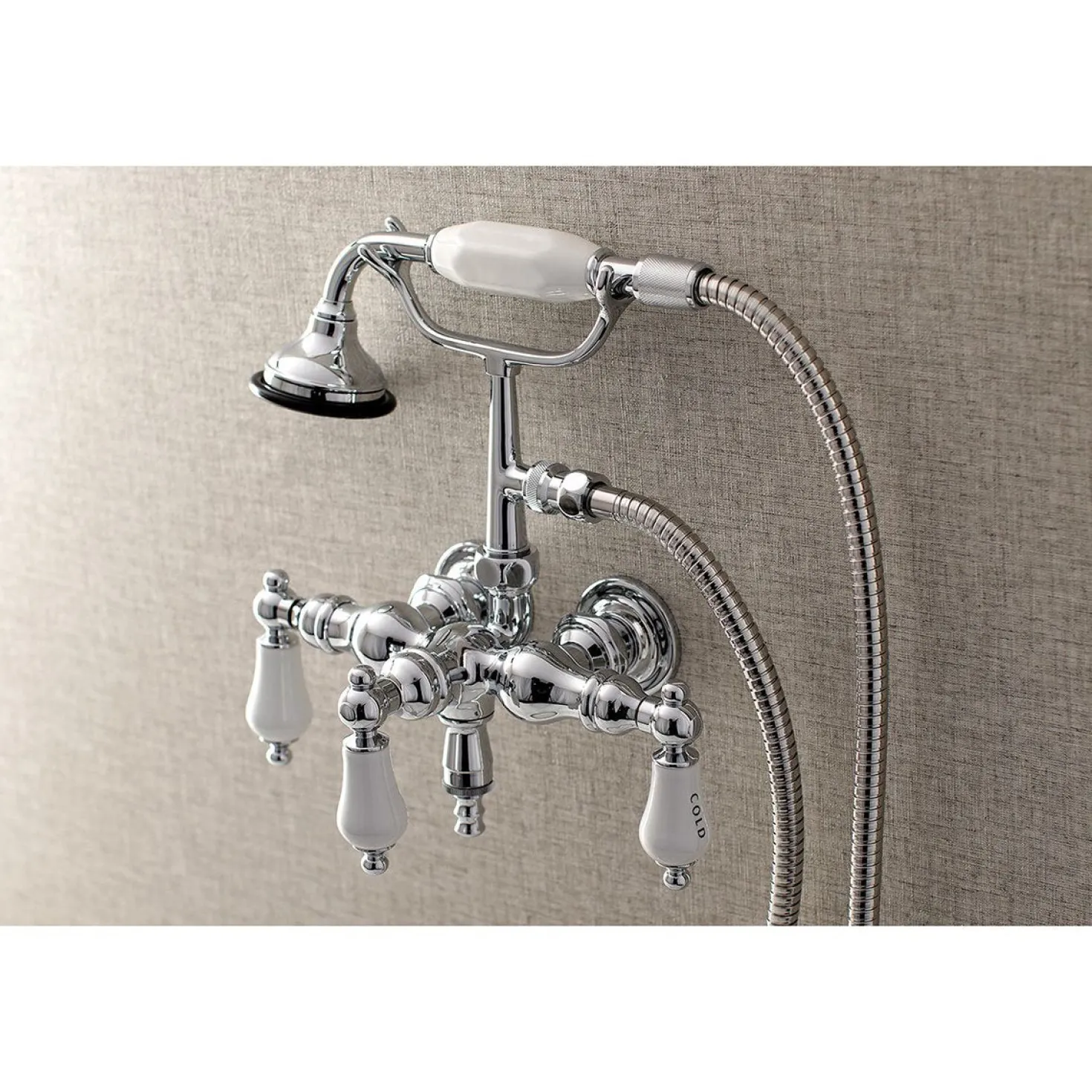 Aqua Vintage AE21TX-P 3-3/8-Inch Wall Mount Tub Faucet with Hand Shower