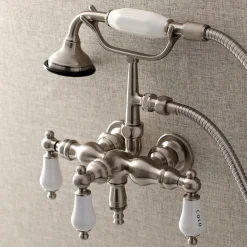 Aqua Vintage AE21TX-P 3-3/8-Inch Wall Mount Tub Faucet with Hand Shower