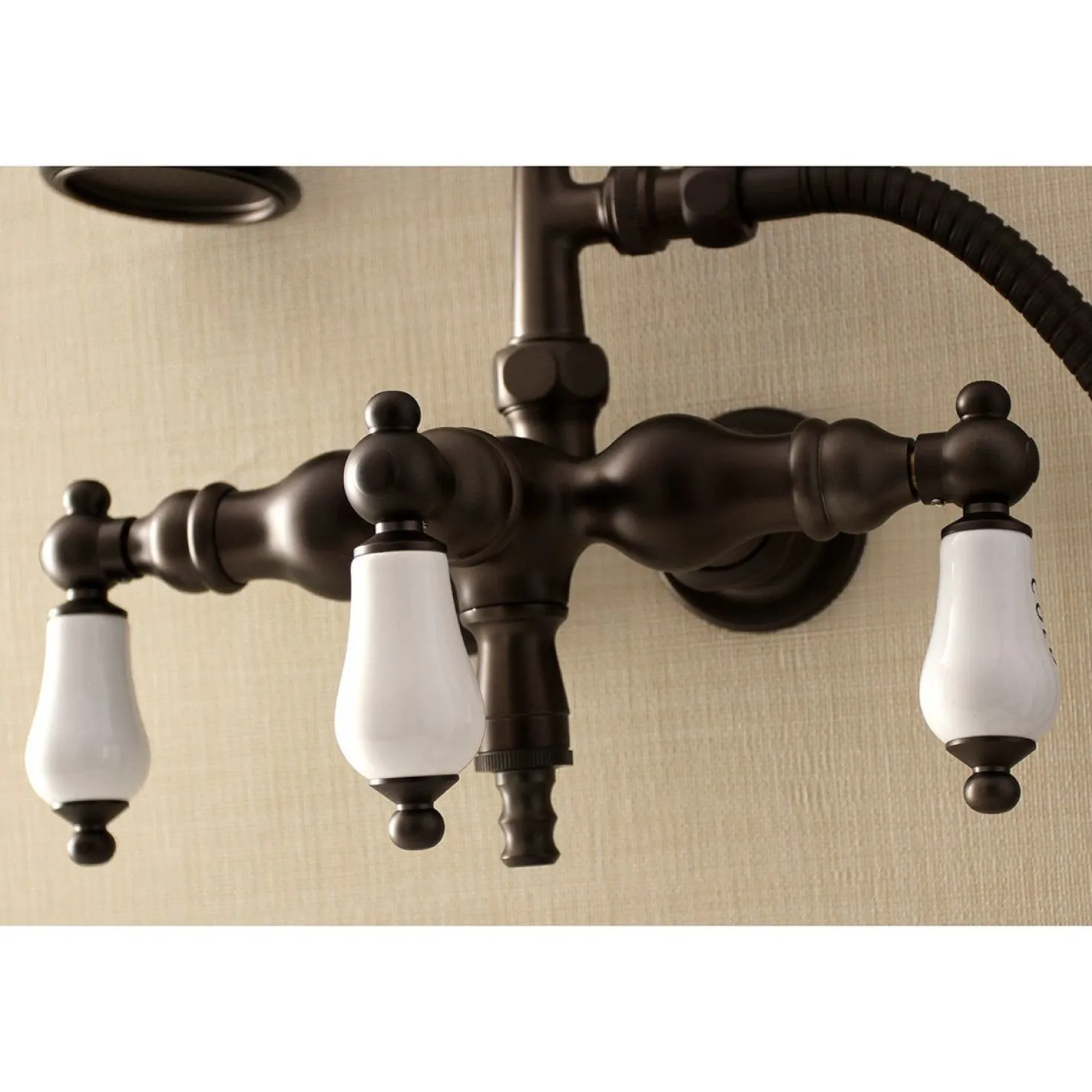 Aqua Vintage AE21TX-P 3-3/8-Inch Wall Mount Tub Faucet with Hand Shower