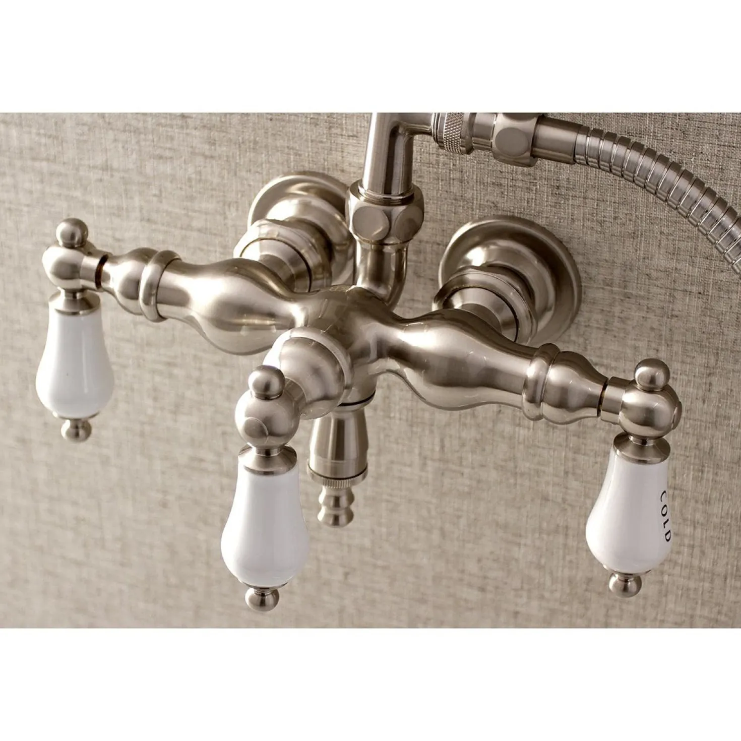 Aqua Vintage AE21TX-P 3-3/8-Inch Wall Mount Tub Faucet with Hand Shower
