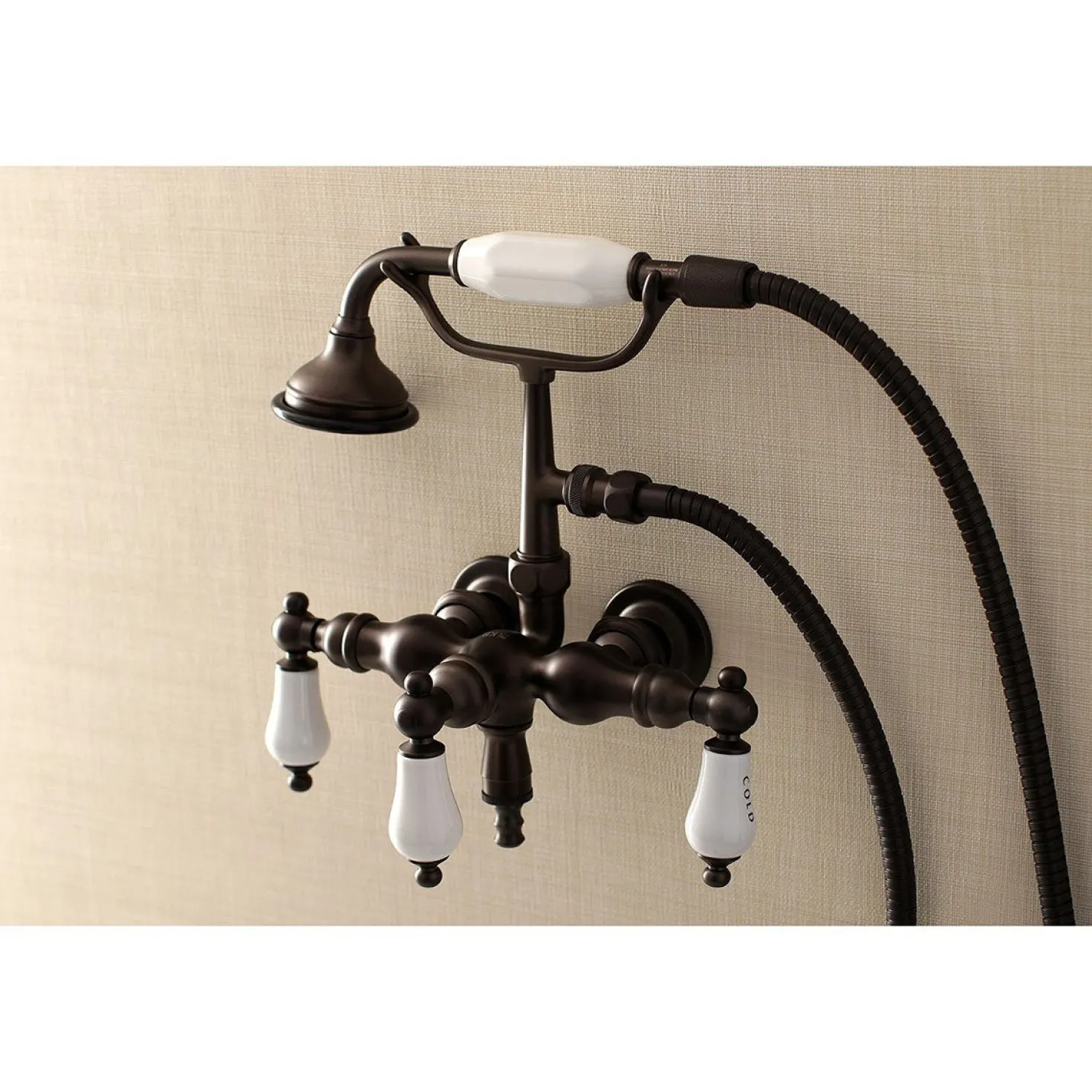 Aqua Vintage AE21TX-P 3-3/8-Inch Wall Mount Tub Faucet with Hand Shower