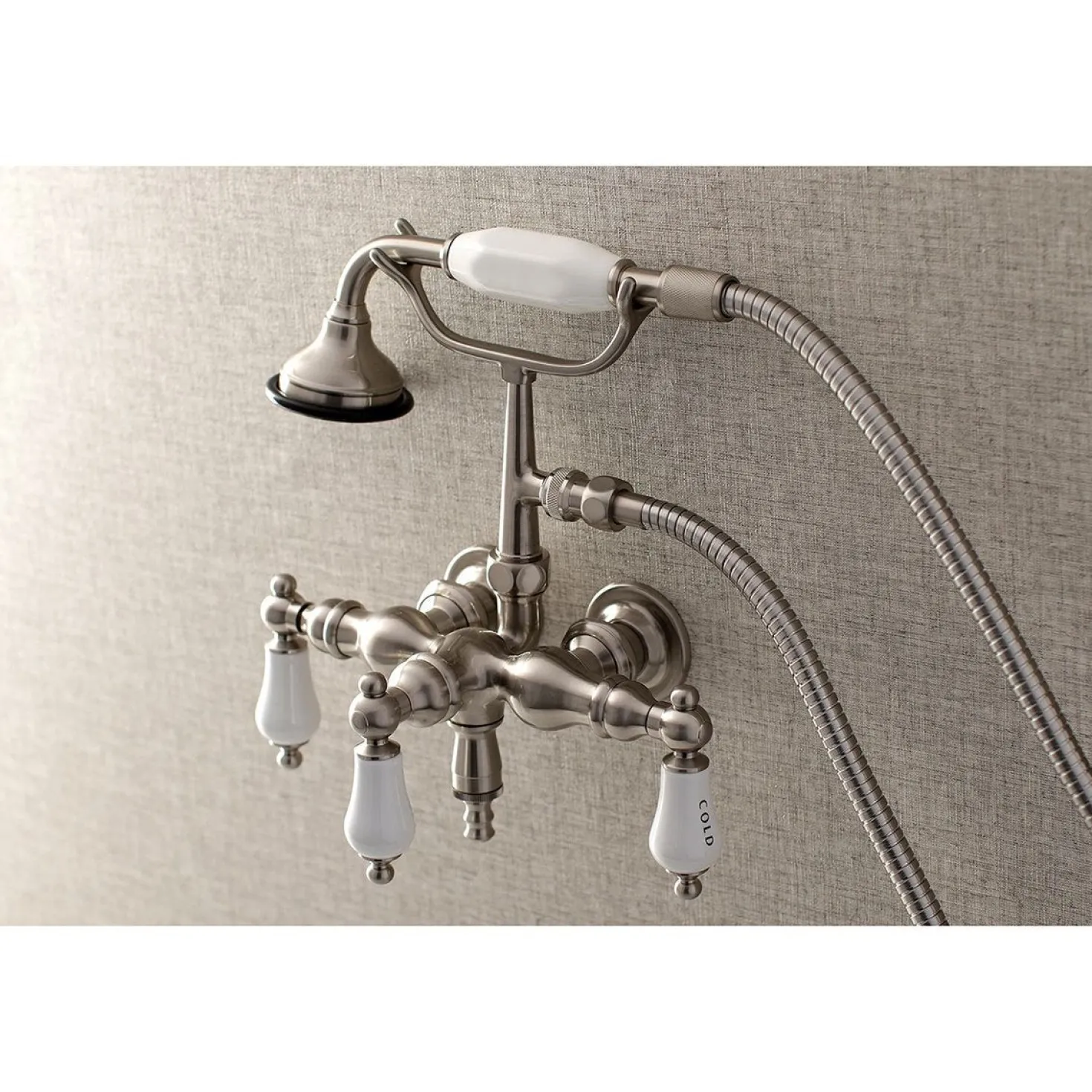 Aqua Vintage AE21TX-P 3-3/8-Inch Wall Mount Tub Faucet with Hand Shower