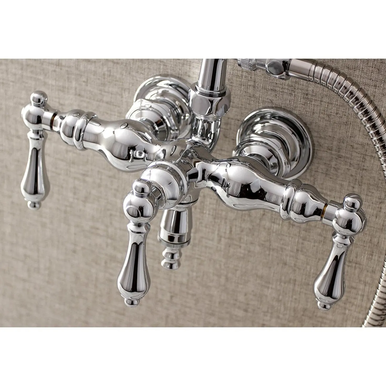 Aqua Vintage AE19TX-P 3-3/8-Inch Wall Mount Tub Faucet with Hand Shower