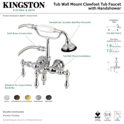 Aqua Vintage AE19TX-P 3-3/8-Inch Wall Mount Tub Faucet with Hand Shower