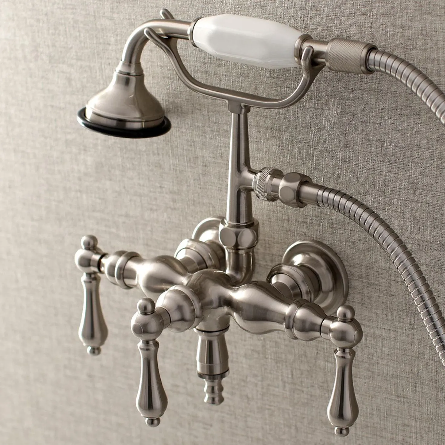 Aqua Vintage AE19TX-P 3-3/8-Inch Wall Mount Tub Faucet with Hand Shower