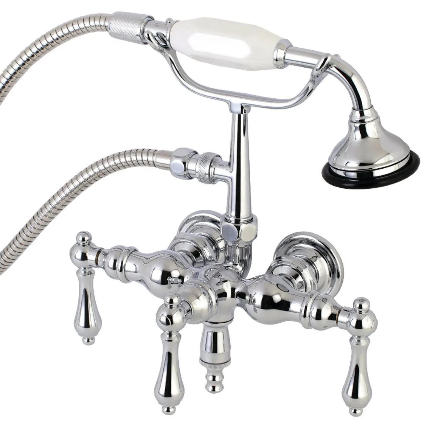 Aqua Vintage AE19TX-P 3-3/8-Inch Wall Mount Tub Faucet with Hand Shower