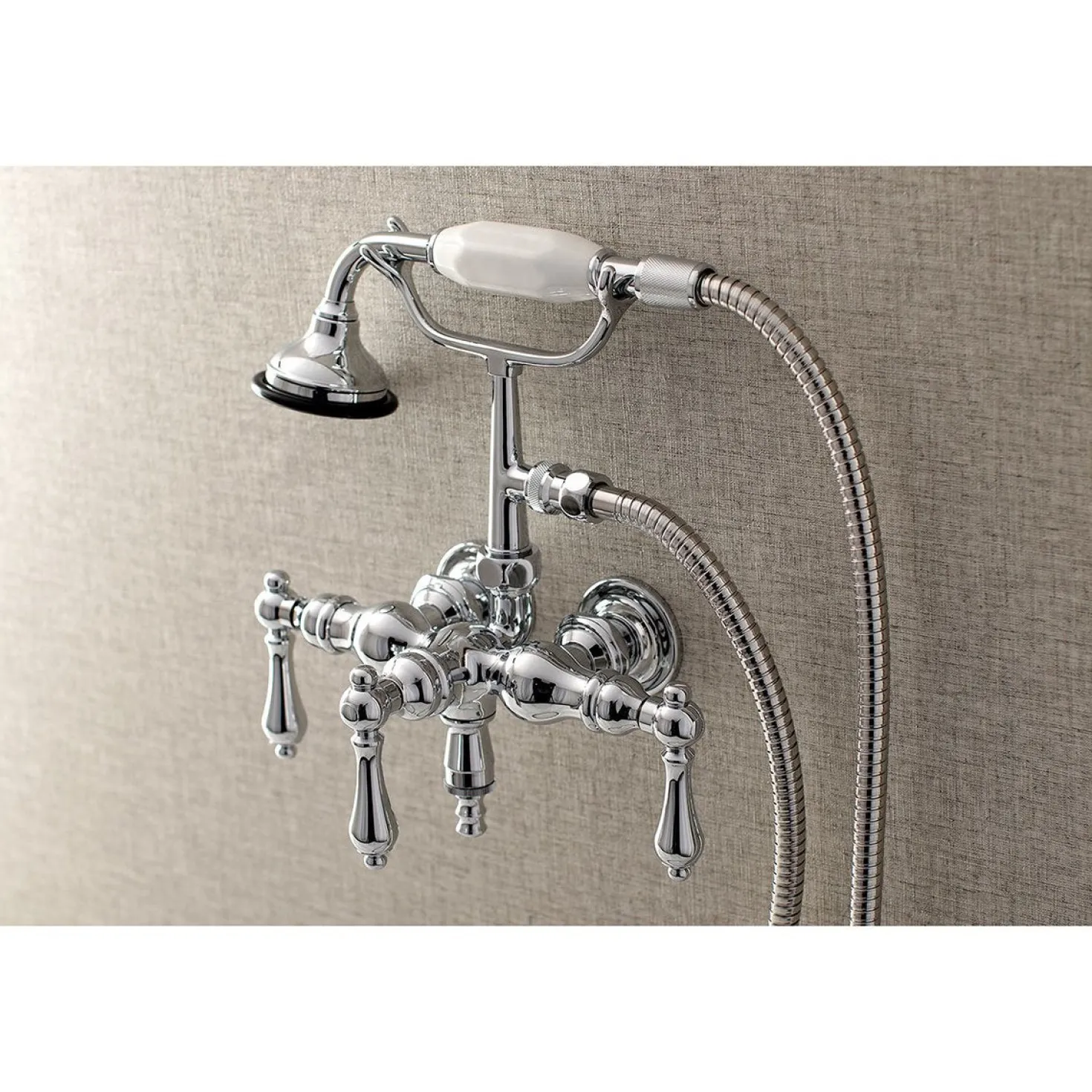 Aqua Vintage AE19TX-P 3-3/8-Inch Wall Mount Tub Faucet with Hand Shower