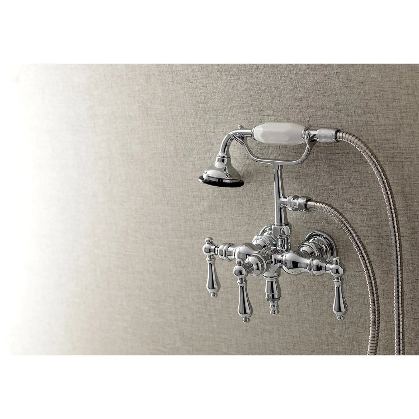 Aqua Vintage AE19TX-P 3-3/8-Inch Wall Mount Tub Faucet with Hand Shower