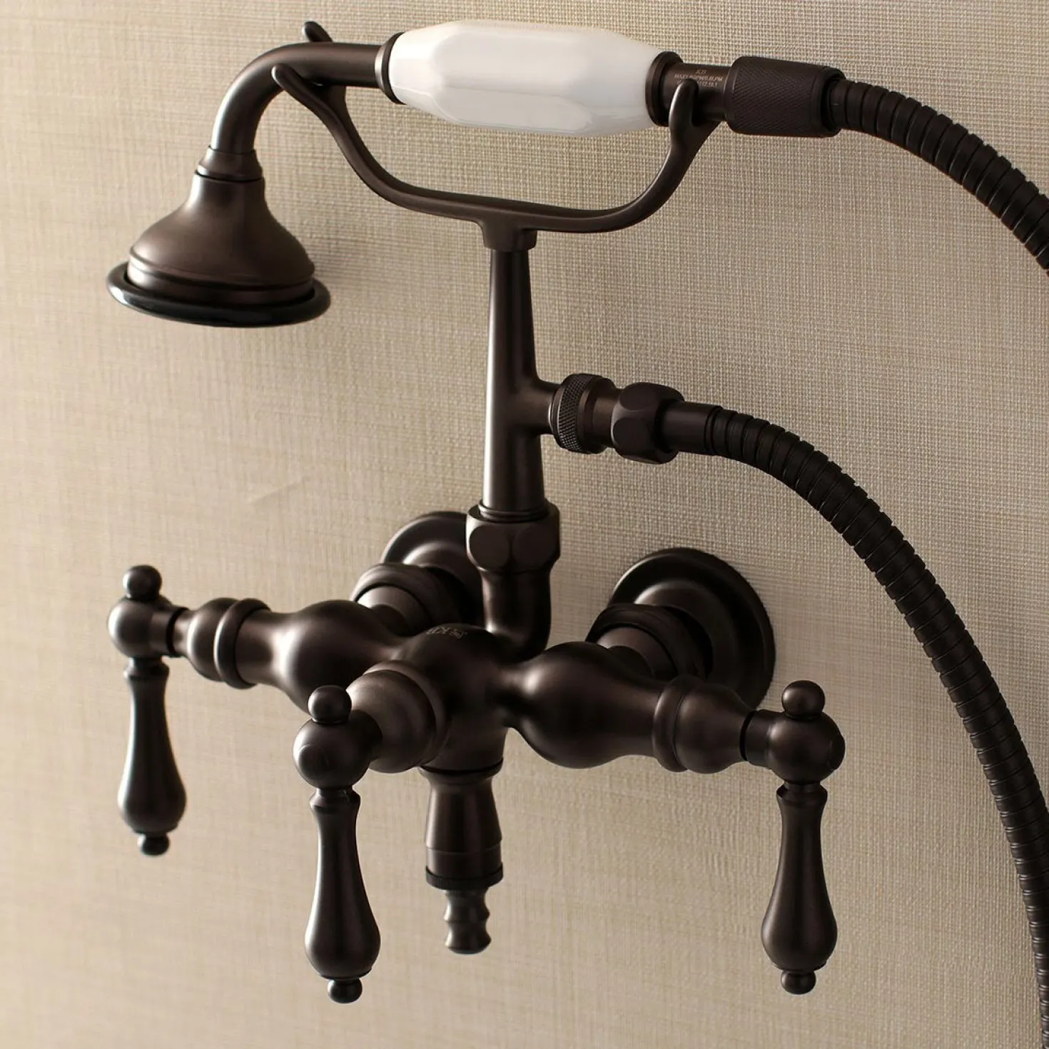 Aqua Vintage AE19TX-P 3-3/8-Inch Wall Mount Tub Faucet with Hand Shower