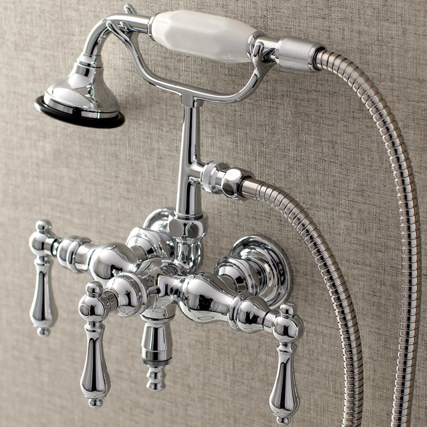 Aqua Vintage AE19TX-P 3-3/8-Inch Wall Mount Tub Faucet with Hand Shower