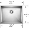 BLANCO Precision 22" Zero Radius Single Bowl Kitchen Sink