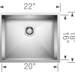 BLANCO Precision 22" Zero Radius Single Bowl Kitchen Sink