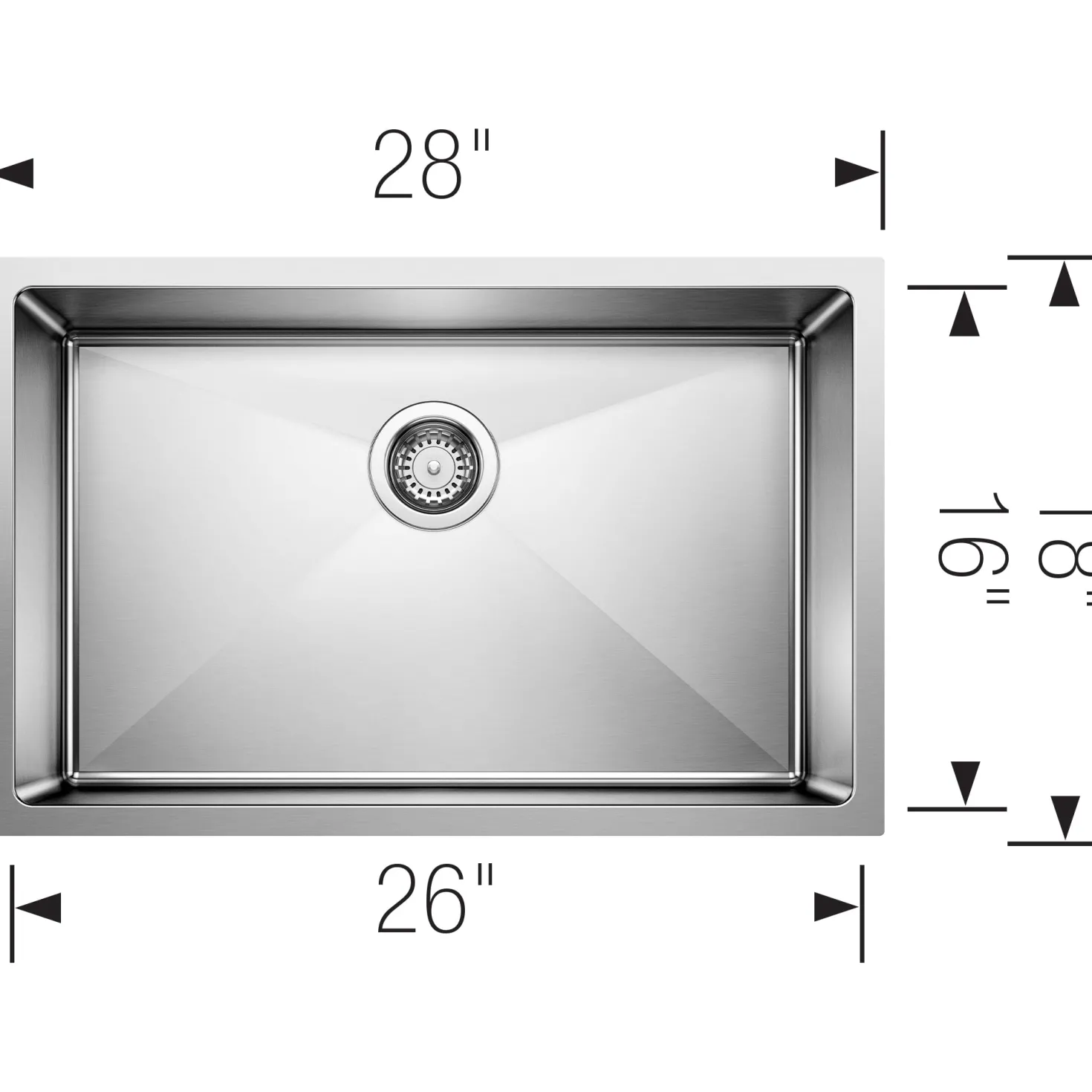 BLANCO Quatrus Small Radius 28" Single Bowl Stainless Kitchen Sink