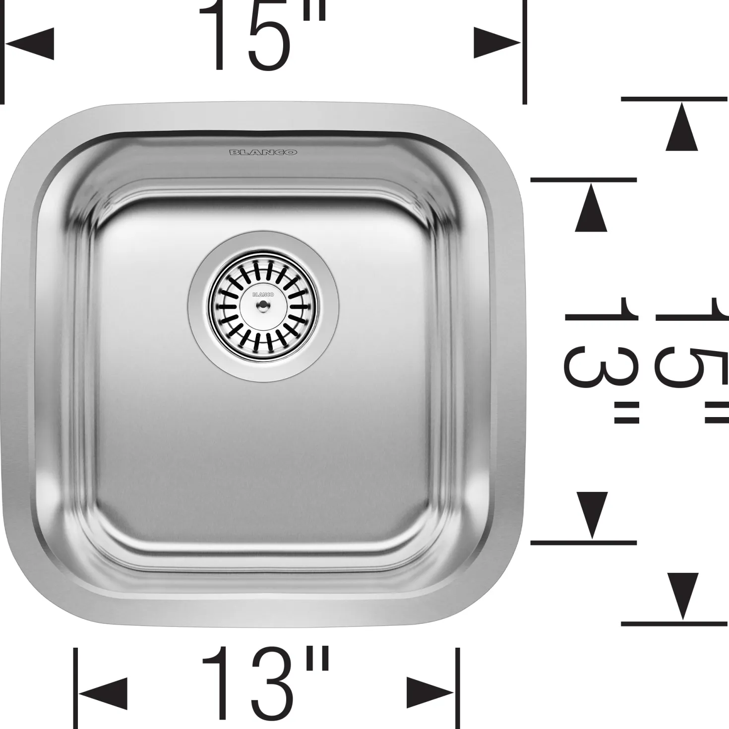 BLANCO 15" x 15" Stellar Series Stainless Undermount Bar Sink