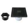 4" Brass Square Grid Shower Drain with Flange and Hair Trap