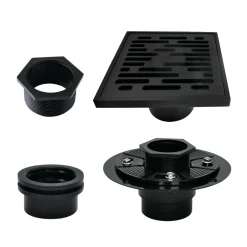 4" Brass Square Grid Shower Drain with Flange