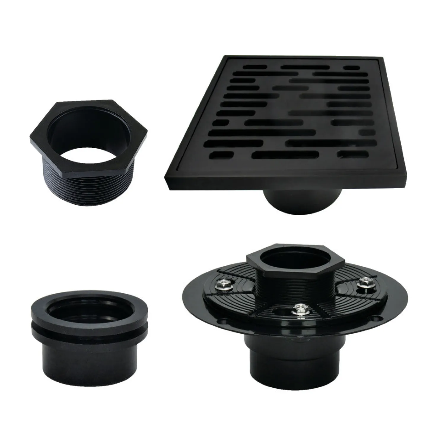 4" Brass Square Grid Shower Drain with Flange