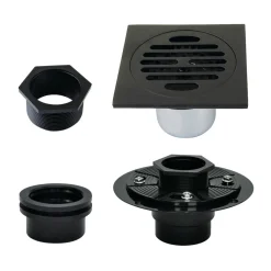 4" Brass Square Grid Shower Drain with Flange