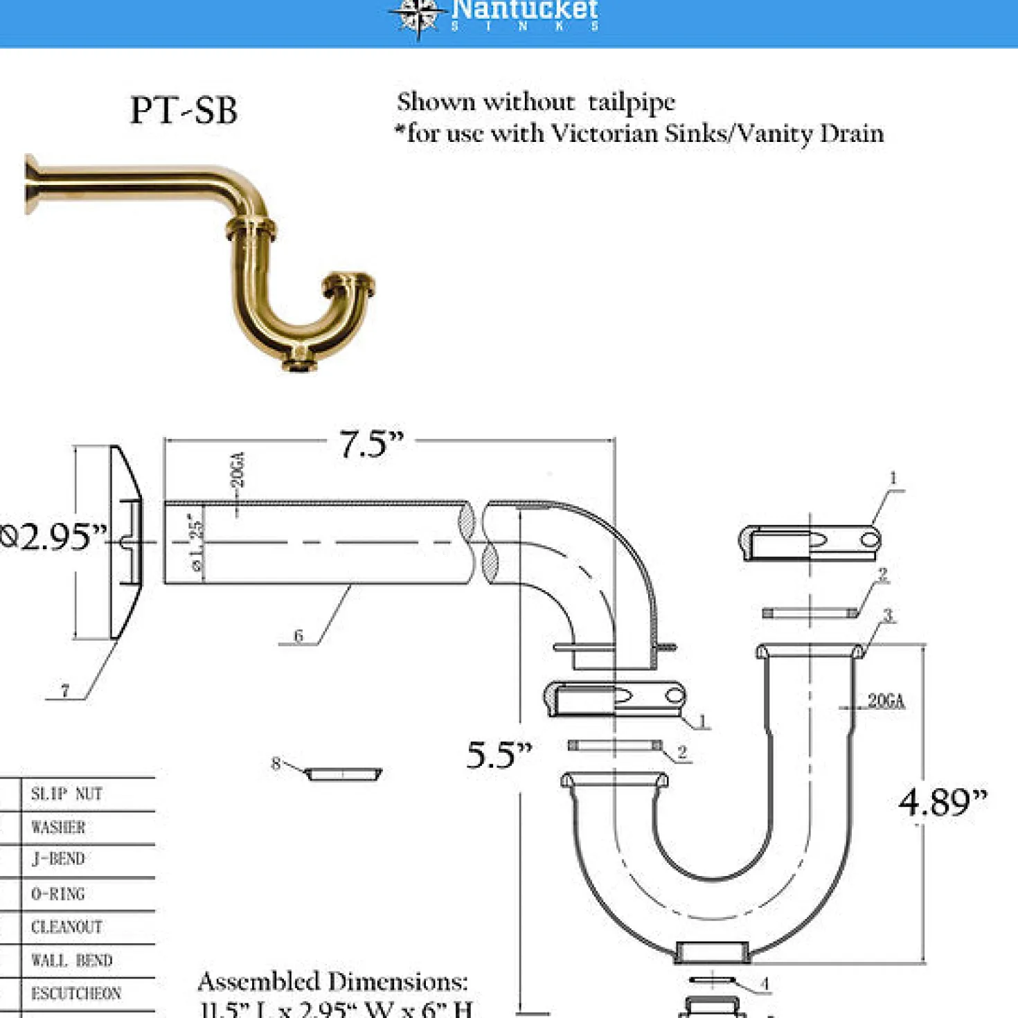 Brushed Satin Brass P-Trap for Bathroom and Utility Drains