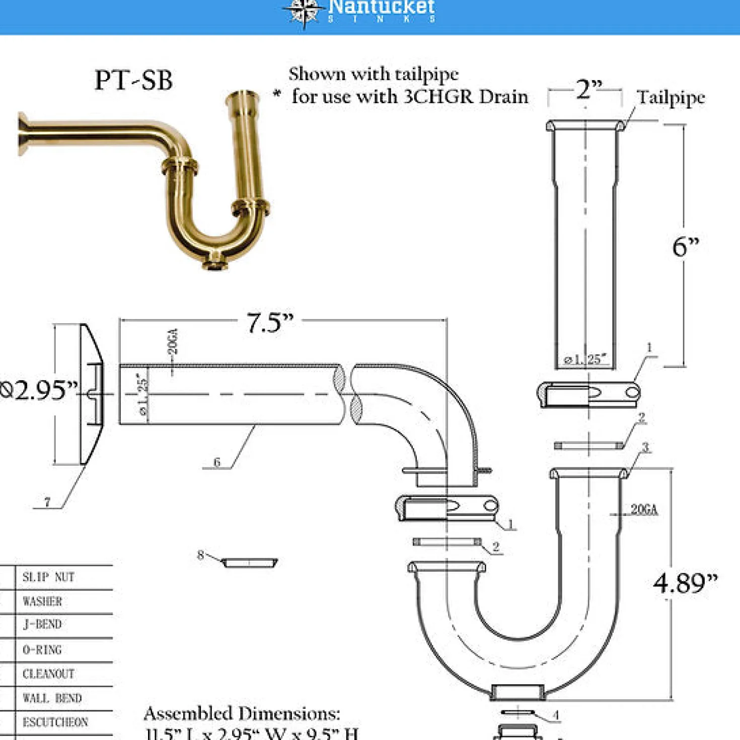 Brushed Satin Brass P-Trap for Bathroom and Utility Drains