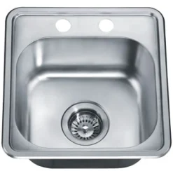 Bst1515 15" Single Bowl Topmount 20 Gauge Stainless Steel Bar Sink