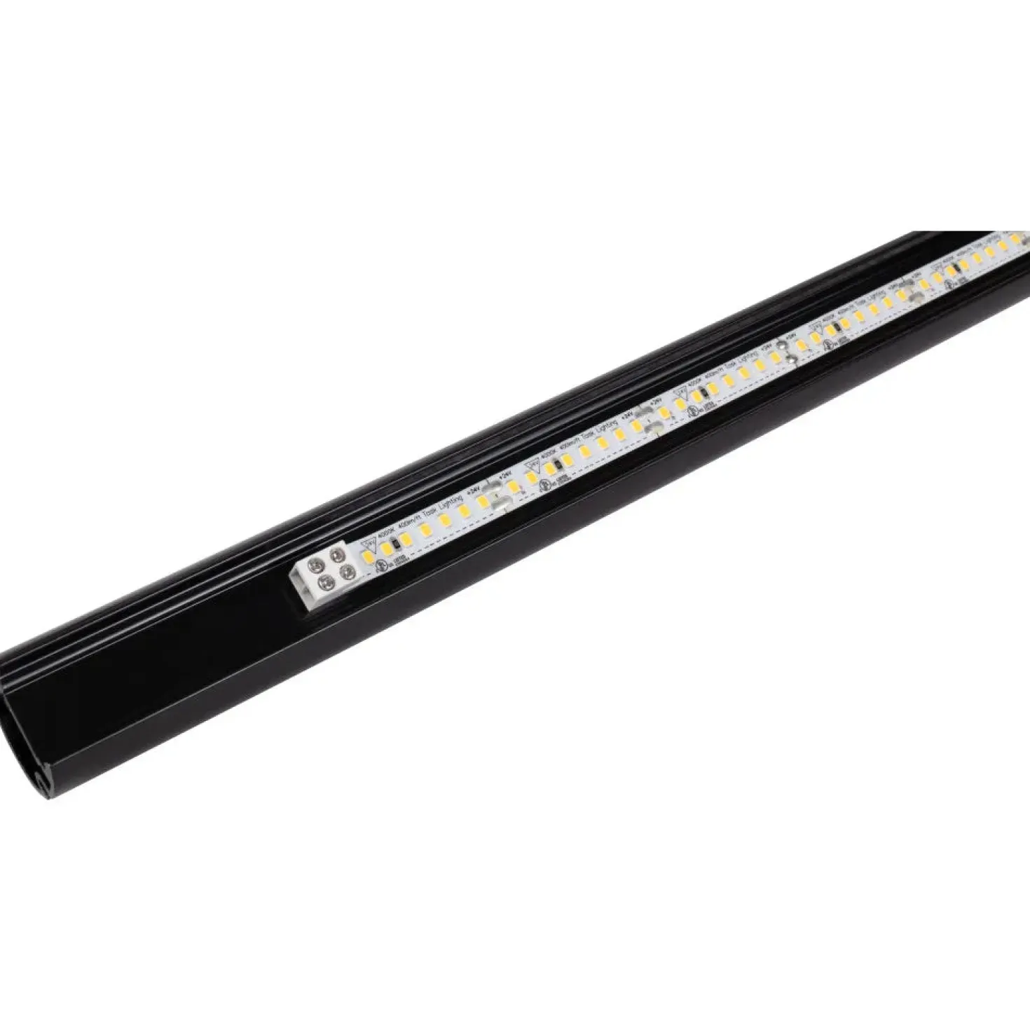 Closet Rod with Integrated LED Light in Black
