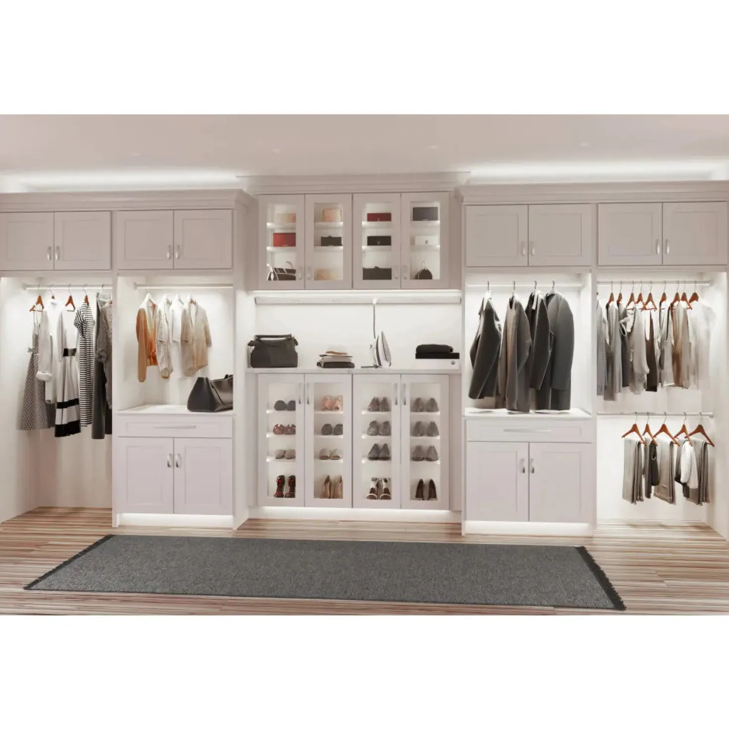 Closet Rod with Integrated LED Light in Satin Nickel