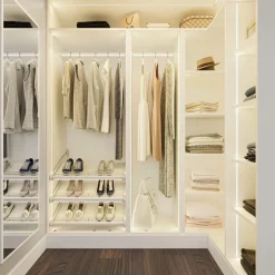 Closet Rod with Integrated LED Light in Satin Nickel