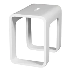 Cube Bathroom Stool in Composite Matte White