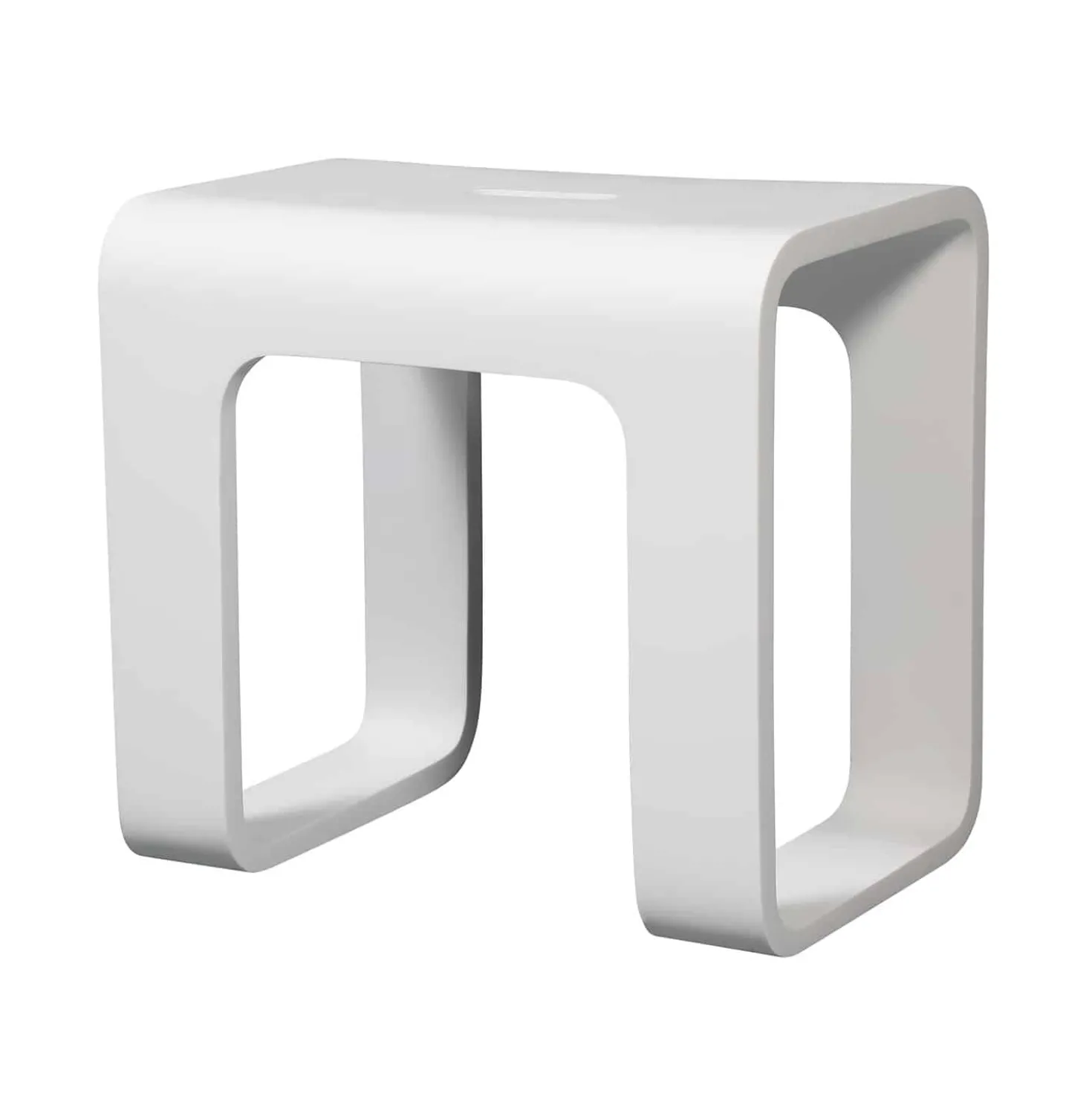 Cube Bathroom Stool in Composite Matte White