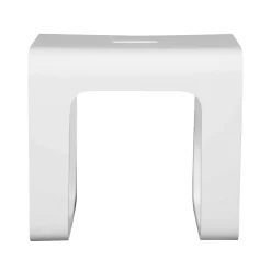 Cube Bathroom Stool in Composite Matte White