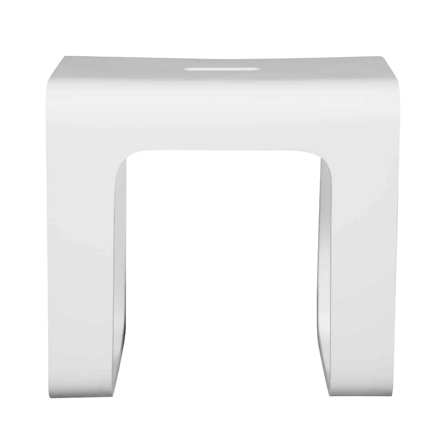 Cube Bathroom Stool in Composite Matte White