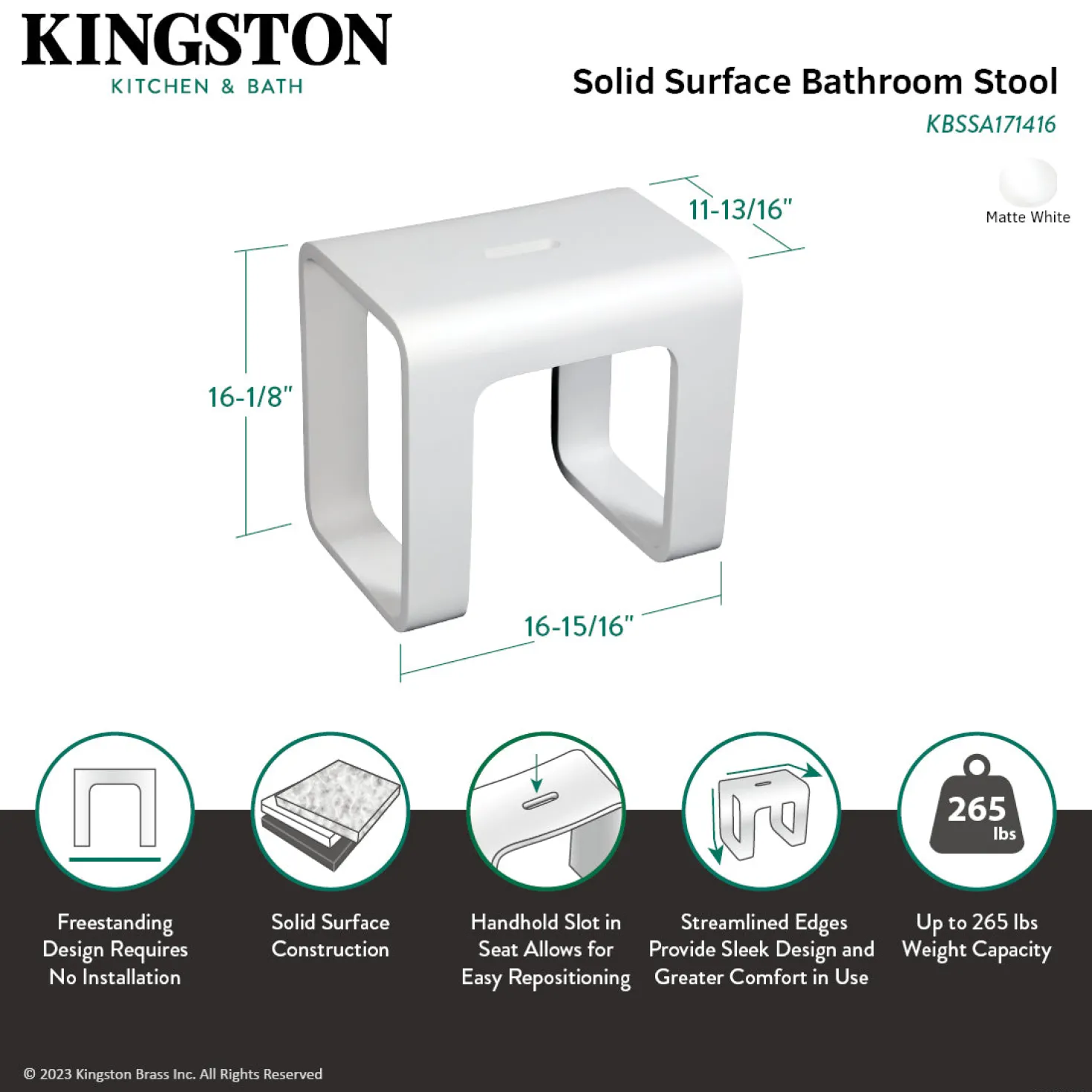 Cube Bathroom Stool in Composite Matte White