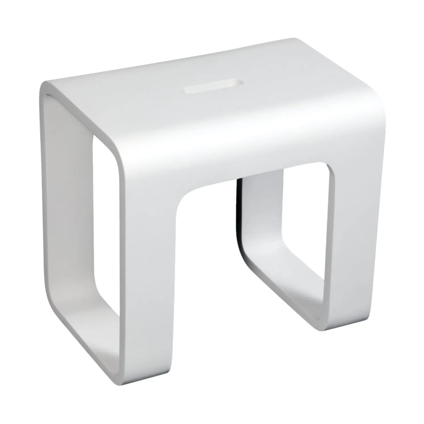 Cube Bathroom Stool in Composite Matte White