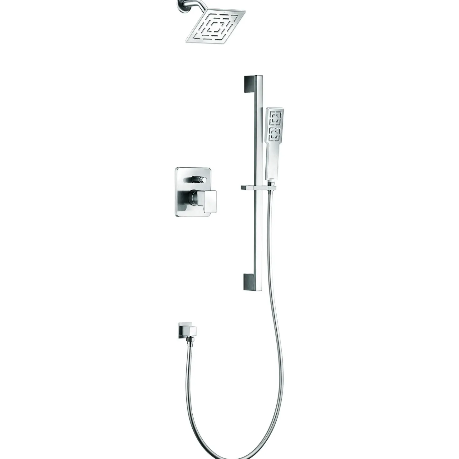 Dawn Acadia Square Series Shower Combo Set Wall Mounted Rainhead with Slide Bar Handheld Shower
