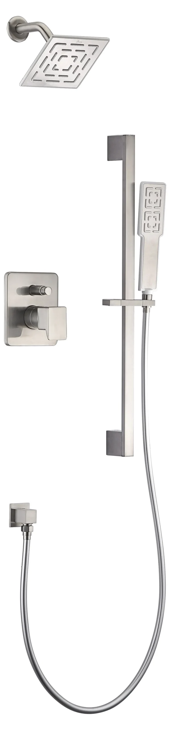 Dawn Acadia Square Series Shower Combo Set Wall Mounted Rainhead with Slide Bar Handheld Shower