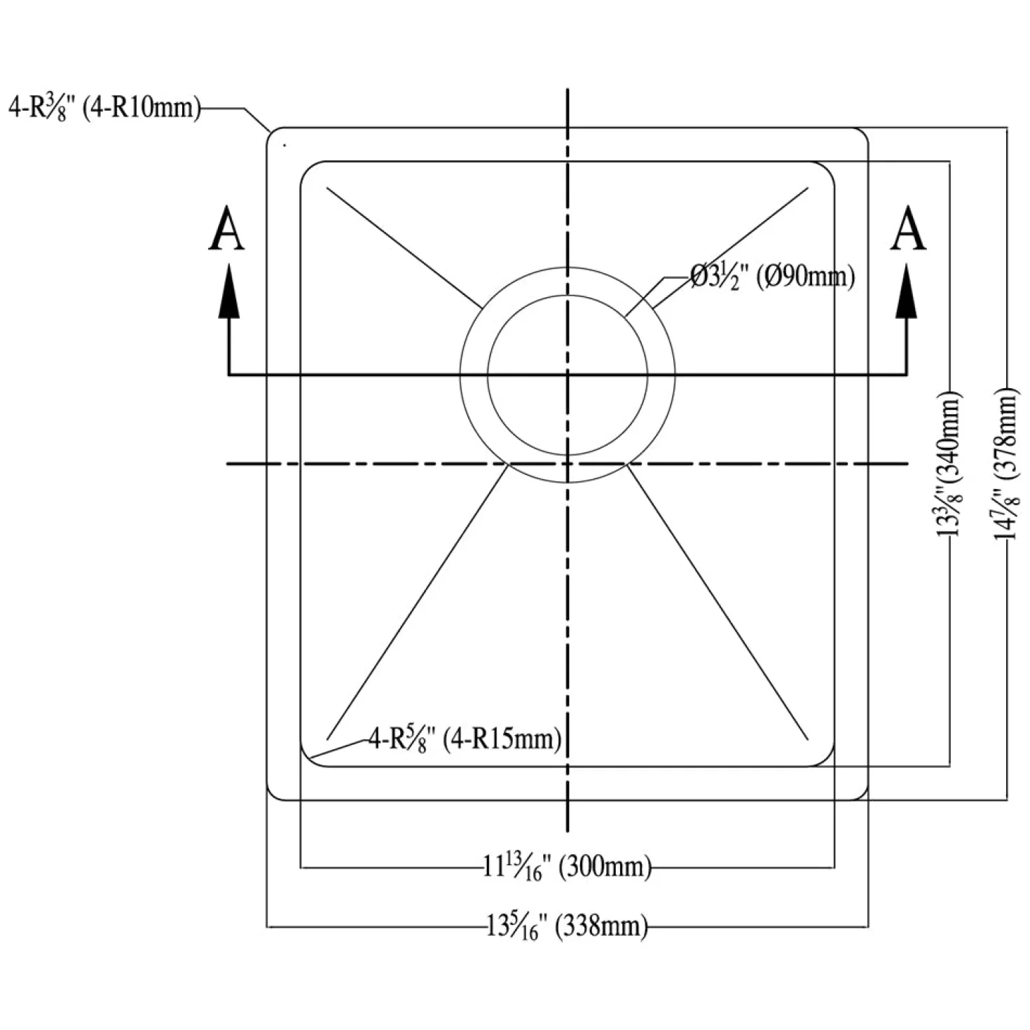 Dawn BS121307 14" Undermount Single Bowl Bar Sink